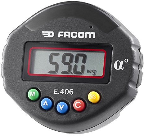 FACOM - Adaptateur Angulaire - E.406 - Serrage Angulaire - Précision ±2° - Plage Angulaire 1-360° - Résolution 0,1° - Préréglage Possible de 9 Valeurs d'Angle - Mémoire 50 Valeurs - avec Coffret