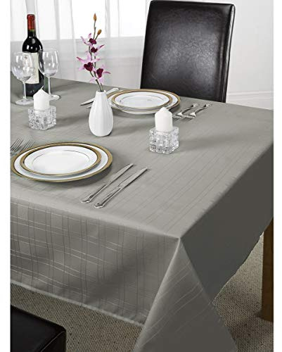 Emma Barclay Chequers - Jacquard Table Cloth in Silver - 60x84 (152x213cm)