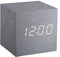 Gingko Cube LED Click Clock Wecker mit Sound Aktivierung (Uhrzeit, Datum & Temperatur), Aluminium/Weiß