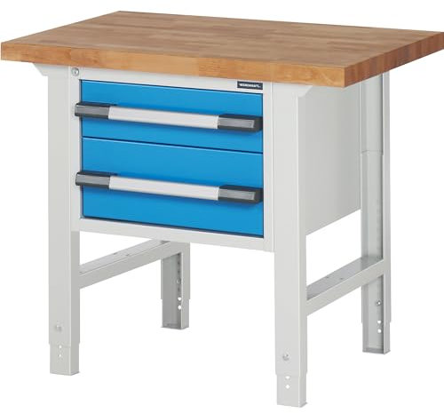 eurokraft | Werkbank | Baukastensystem Serie 7000 | 2 Schubladen | BxT 1000 x 700 mm