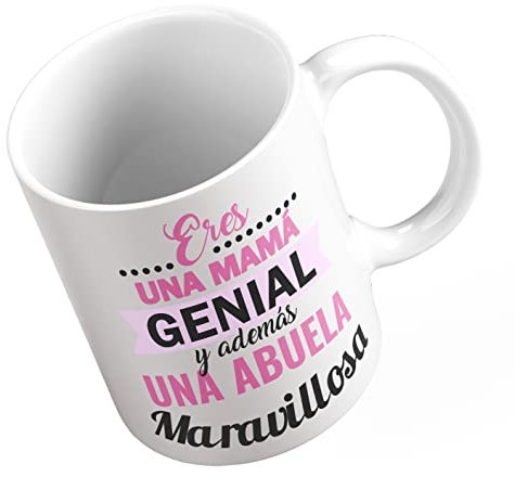 Ropa4 Taza de Desayuno de cerámica con el Mensaje Mamá y Abuela Maravillosa
