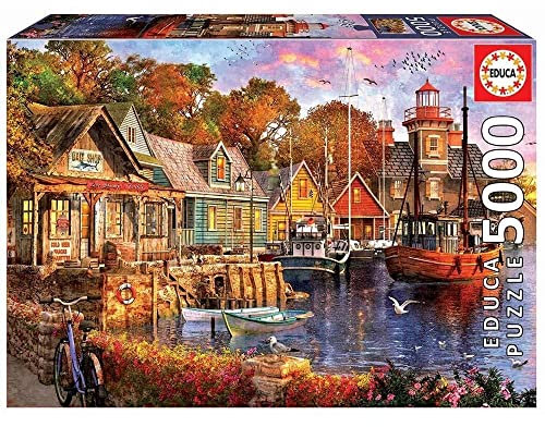 Educa 18015, Abends am Hafen, 5000 Teile Puzzle für Erwachsene und Kinder ab 14 Jahren, Boote, Landschaft