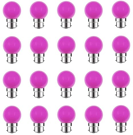ZFQ 20 Pack B22 Bayonet Colored LED Light Bulbs 2W G45 Golf Ball Mini Globe Bulb Lighting Bulbs,Purple for Outdoor Indoor String Patio Garden Party Christmas, Tree, Fairy Party Night Lights