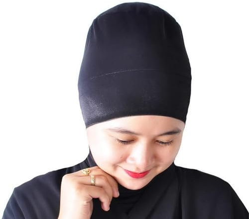 Mu LAN Shaper | Samt-Volumizer | rutschfester, handgefertigter Dutt-Hijab | Turban unter Schal, Chemo-Kopfbedeckung, Schwarz, Einheitsgröße