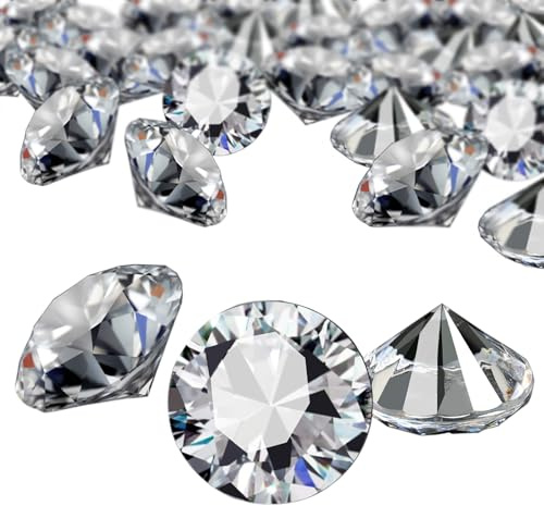 YGDZ Clear Acrylic Diamonds, 30mm Big Clear Crystals Diamond for Wedding Party Decoration Table Scatter Bridal Shower Vase Fillers, 1.5 Pounds