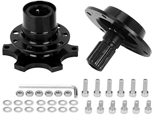 KIMISS Steering Wheel Hub,Universal 6 Hole Steering Wheel Quick Release Disconnect Hub Adapter Kit Car Repair Tool (Black)