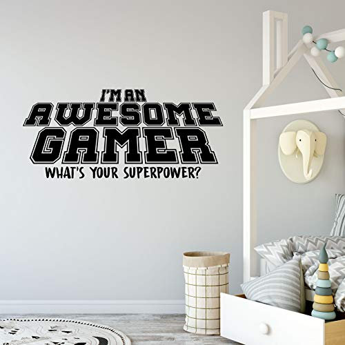 Purple Print House I'm An Awesome Gamer Wall Art, Wall Sticker,Decorations for Bedroom, Living Room, Kitchen, Decals, Quote, Gaming, Black, 1000mm