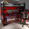 X-Rocker Battlebunk Bunk Bed with Desk, High Sleeper with Desk, Single Loft Bed with Open Shelves, Ladder with Metal Frame Gaming Bed for Kids Teenagers with Gaming Computer Desk, Single 3ft - BLACK