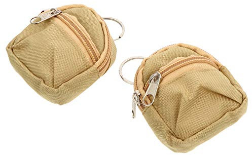 SOIMISS 2 Stück Mini Rucksack Schlüsselanhänger Reißverschluss Münze Geldsack Kleine Brieftaschen Hängen Anhänger für Puppenzubehör Ostern Neujahr Party Gunst Khaki