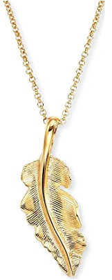 Engelsrufer Halskette mit Feder-Anhänger aus Sterlingsilber in der Farbe Gold, Länge: 42cm +4cm +4cm, ERN-FEDER-G