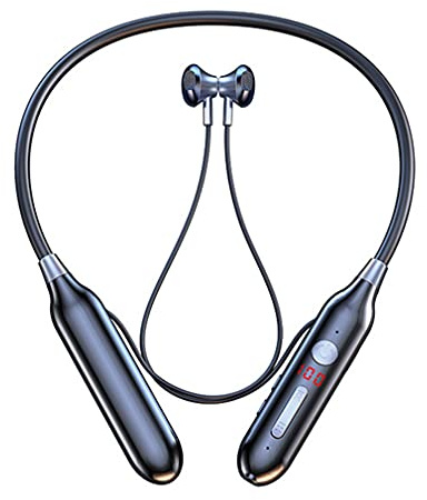 AQUYY Wireless Bluetooth Neckband Headphones, Magnetic In-Ear Sport Earbuds with Battery Level Display, Support TF Card, Soft Wireless Stereo Earphones for Running Fitness, 100H Playtime