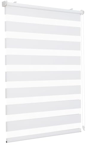 Sekey Doppelrollo Klemmfix ohne Bohren für Fenster, Doppelrollo 90 cm breit, Duo Rollo Jalousie Sonnenschutz, 90x210cm, Weiß