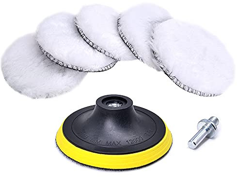 Buffing Wheel for Drill Buffer Attachment - Buffer Drill Attachment - 4 Inch Car Polishing Pads Kit - Bonnets Waxing Buffer Discs with M14 Drill Adapter