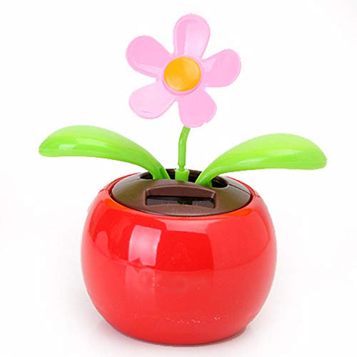 Bontannd 1pc Red Moving Dancing Solar Power Flower Flowerpot Swing Solar Car Toy Gift Home Decorating Plants