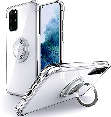 Silverback Coque pour Samsung Galaxy S20 Plus 5G, Coque s20 Plus Silicone avec Support à Anneau Rotatif à 360 Degrés, Housse Mince en TPU Souple Antichoc pour Galaxy S20 Plus - Transparente