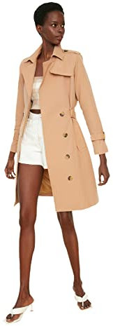 Trendyol Camel archbreaker Detailed Long Trench Coat Impermeabile, 34 da Donna