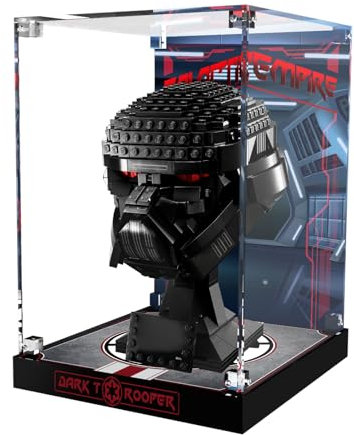 cooldac Acryl-Vitrine kompatibel mit Lego The Dark Trooper Helm 75343, staubdicht, transparent, Vitrine (nur Box, Keine Lego-Sets)