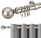 Hafaa Curtain Poles Plain Metal Ball Adjustable Decorative Window Curtain Pole Includes 70 to 120 cm Extendable Curtain Rod, 60mm Size Classic Finials, Rings, Brackets & Fittings Set, Brushed Silver