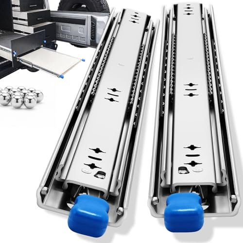 with Lock Heavy Duty Drawer Runners Slides Full Extension 400 450 500 600 700 800 900 1000 mm Side Mount Ball Bearing Rails Track Guide Glides Bearing 75 kg 1 Pair (W:53mm, 36 inch(900mm)