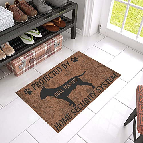 NA Bullterrier Fußmatte, Tierdruck, 40 x 60 cm, Gummi, Niedriger Stapel, Anti-Rutsch, both, Wohnzimmer, Flur, Esszimmer, Badezimmer