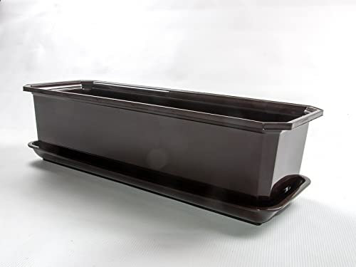 TOP TOOLS 50 cm Blumenkasten mit Untersetzer Balkonkasten Pflanzkasten (Braun)