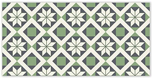 mubusi Tapis Vinyle du Sol Cuisine Salon - Différentes Tailles - (Sud Verte 60x120 cm)