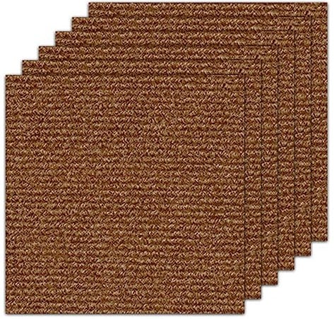 12 Stück 30x 30 cm Selbstklebende Teppichfliesen,rutschfeste Spleiß-Teppich-Bodenfliesen,einfach Zu Basteln Weich Gepolsterte Teppichquadrate Für Heimdekoration(Color:braun)