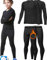 HOPLYNN 2er Pack Thermounterwäsche Set für Kinder Funktionsunterwäsche Skiunterwäsche Jungen Atmungsaktiv Thermo Unterwäsche Warme Fussball Ski Mit Fleecer Schwarz-M