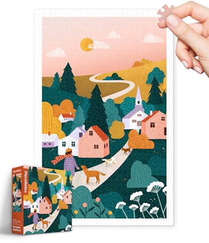 PieceRelax Plastic Jigsaw Puzzles for Adults 1000 Pieces Bea Muller - Sunset Walk in The Town Most Satisfying Table Games and Gifts No Puzzle Mat Required Extra Small Pieces [H3497]