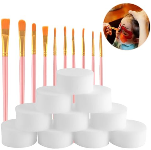 10 Stück Kinderschminken Pinsel Set Acrylfarbe Schmink Schwämmchen Künstlerpinsel für Körperbemalung Anfänger Künstler Kinder und Erwachsene