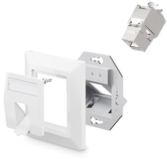 VCELINK Prise Réseau Keystone Montage Encastré, Module Keystone Jack CAT7/6A Prise RJ45 Câble D'installation Entièrement Blindé Uni Blanc, 1 Pièce