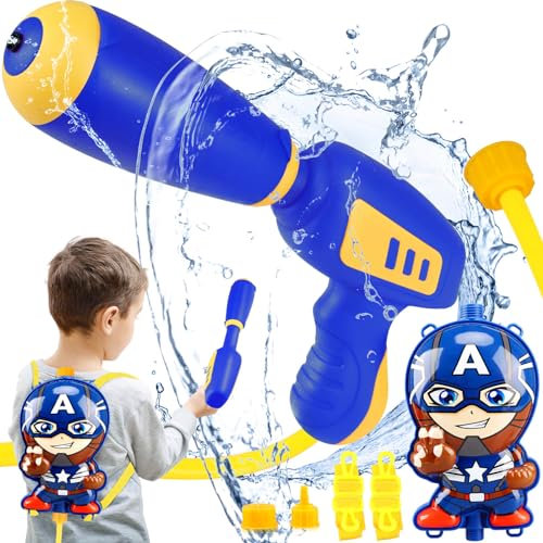 JONEG Spielzeug für 3-8 Jahre Kinder Junge: Wasserpistole mit Rucksack Geschenk ab 3 4 5 6 7 8 Jahre Mädchen Junge Geburtstag Geschenkideen Spielsachen für Kinder Jungen Pool Spielzeug Tankrucksack