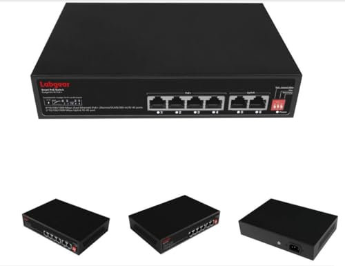 Labgear 4-Port Gigabit PoE + 2-Port Gigabit Unmanaged PoE Switches Provide a Seamless Network Connection, 10Mbps Ideal for devices AP, IP cameras or IP phones etc., No Configuration Required