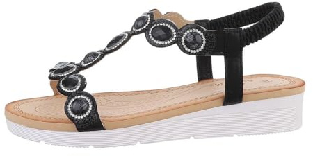 Ital Design Damen Sandalen mit Keilabsatz, runde Spitze