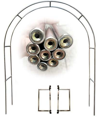 GZDXBF 120/150/180/200/220/240/260/280/320/350 cm Breit X 240 cm Hoch - Gartenbogen Aus Edelstahl, Wetterfest Rosenbogen Aus Metall Für Kletterpflanzen, Hochzeitsdekoration(Size:W:120cm/3.9ft)