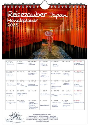 Reisezauber Japan Planer DIN A4 Kalender für 2025 Japan Tokio Stadt Reise Land Urlaub - Seelenzauber