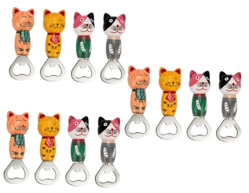 Cabilock 12 Pz Apribottiglie Gatto Apri Birra Animale Magneti Da Apribottiglie Manuale Adesivo Per Apriscatole Per Tappi Di Bottiglia Cartone Animato Magnete Metallo