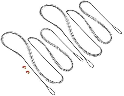 PATIKIL 2 Stück Bogenschnur Ersatz, 12 Stränge Recurve Bogenschnur mit Nockpunkt Bogenschießen Zubehör Bogensehnen für AMO 68 Traditionellen Bogen, Schwarz