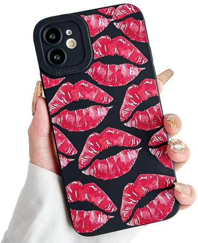 SmoBea for iPhone 11 Case for Women, Sexy Lips Print Pattern Case Cute Soft TPU Shockproof Full Camera Lens Protective Phone Case for iPhone 11 6.1 Inch - Red