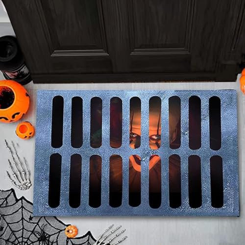Ajuanbazha Halloween Deko Fußmatte 3D, Lustige Horror Fußmatte, Lustige Horror Fußmatte, Clown Halloween Dekoration, Wiederverwendbare Horror Fußmatte für Innen und Außenbereich