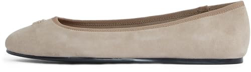 Tommy Hilfiger Damen Ballerinas Hardware aus Wildleder, Beige (Coastal Taupe), 36