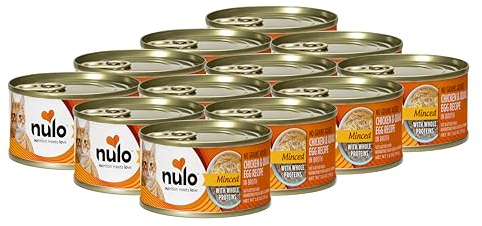 Nulo Grain-Free Minced with Whole Proteins Wet Canned Cat and Kitten Food, Chicken with Whole Quail Egg in Broth, 2.8 Ounce, 12 Cans