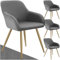 tectake® 4X Esszimmerstuhl, Sessel bequem mit Armlehne, Polsterstuhl, Cord Cocktailsessel, Loungesessel für Wohnzimmer, Esszimmer, Moderne Küchenstühle, Bürostuhl - grau/Gold