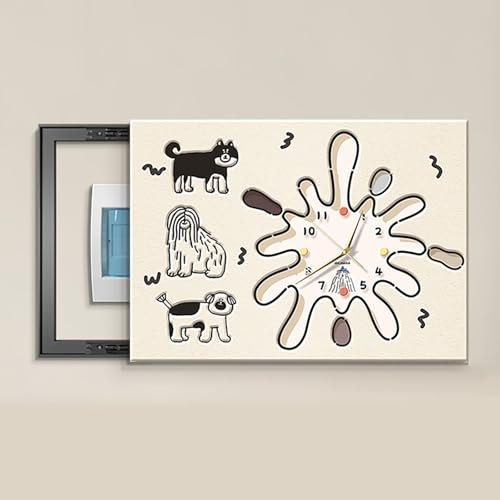cache tableau electrique decoratif Couvercle De Boîte De Compteur Électrique Avec Horloge, Tableau Mural Suspendu Pour Interrupteur De Sécurité/décoration Artistique, Boîte À Fusibles De Panneau Élect