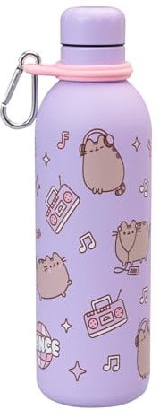 Botella agua niña Pusheen Kawaii, morada - Botella acero inoxidable niños : Botella termica 500ml (Cantimplora infantil) | Botellas de agua acero inoxidable Aislamiento Doble pared Frio/Calor