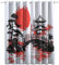 CozyRest Rideau Occultant Peinture à l'encre Temples Japonais Rideaux Oeillet Polyester 3D Chambre Thermique Isolant Œillet Blanc 183 X 214 cm Rideau Coupure électrique Chambre Enfant