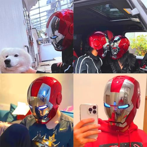 Wearable Iron Mask with eyes glow Voice, touch and remote control Super Hero helmet costume realistic suits cool stuff Cosplay amazing hot toys for boys teen Adult gifts for age 8-12 13 years old