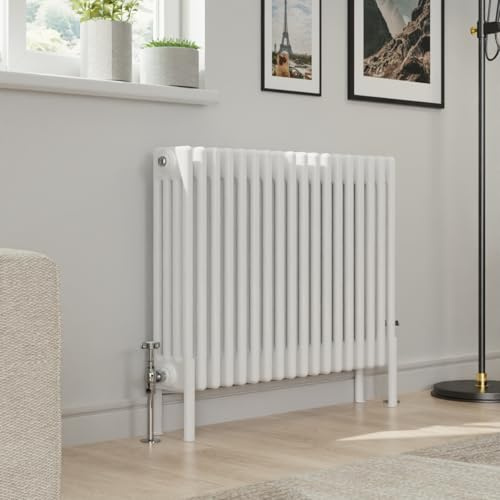 Warmehaus 600x830mm White Traditional Horizontal Radiator 4 Column Column Cast Iron Style Panel Radiator Central Heating