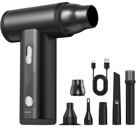 Lastdaytime Ventilatore turbo portatile senza fili, ventilatore elettrico, potente strumento di rimozione della polvere, polvere compressa senza fili, velocità continua 120000 giri/min