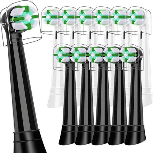 12er IO Aufsteckbürsten Kompatibel mit Oral B iO 3N 3 4 5 6 7 8 9 10 Series Zahnbürste Elektrische, IO Zahnbürste Aufsätze Für Empfindliches Zahnfleisch Geeignet (Schwarz/Weiß)
